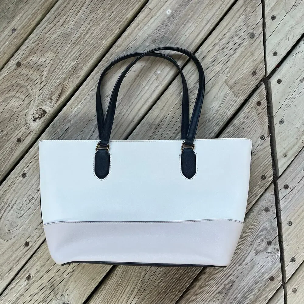 Kate Spade Laurel Way Medium Dally Tote Bag Saffiano Leather Cream Colorblock